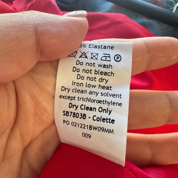 House of CB Colette Low Waist Skirt Red Sz M Satin Maxi - Picture 6 of 6